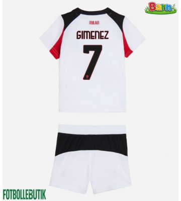 AC Milan Santiago Gimenez #7 Bortaställ Barn 2025-26 Kortärmad (+ Korta byxor)